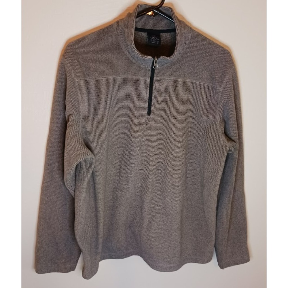 Faded Glory Pullover Sweater‎ Quarter Zip Ribbed Gray Size M (38-40)